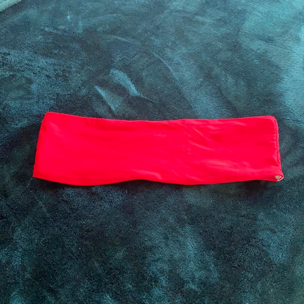 Missguided red bandeau bikini top